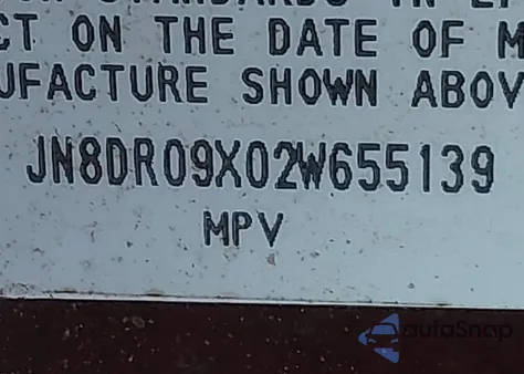 2002 Nissan Pathfinder Le z USA, uszkodzony, nr VIN JN8DR09X02W655139